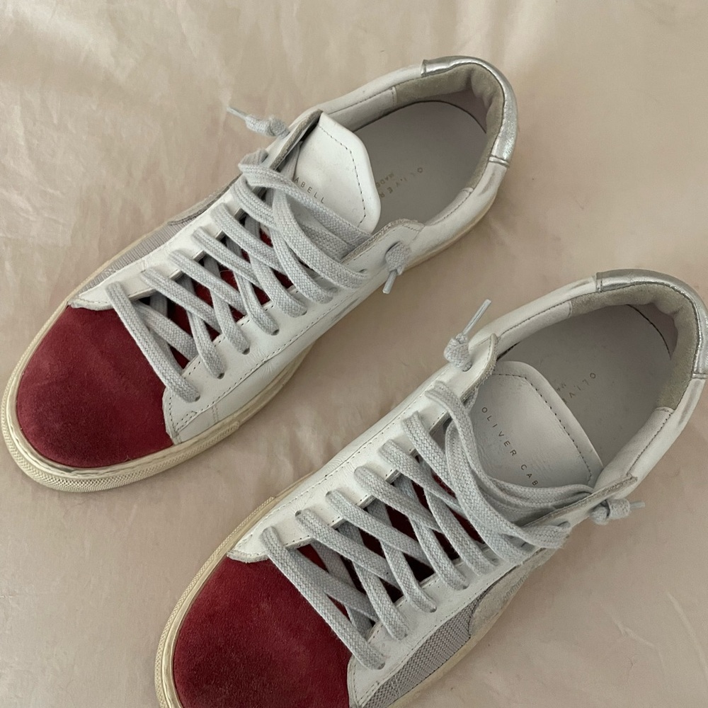 Oliver Cabell Red and White Sneakers